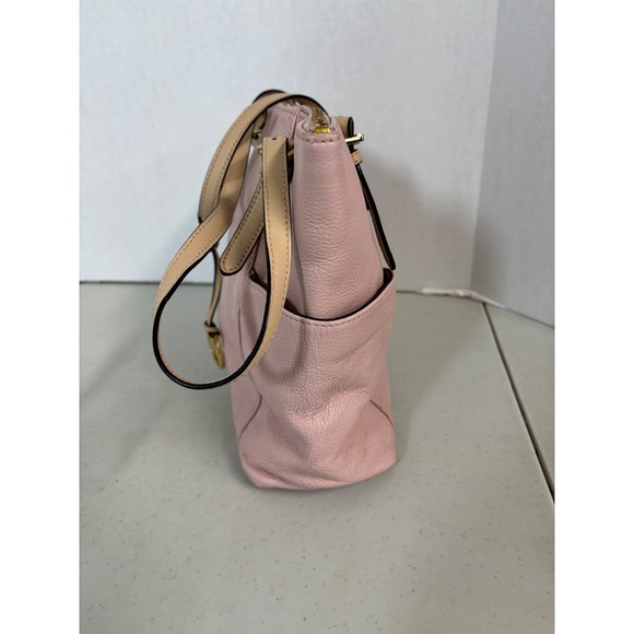 Michael Kors Pink Leather Tote Bag Gold Tone Hardware Double Handles